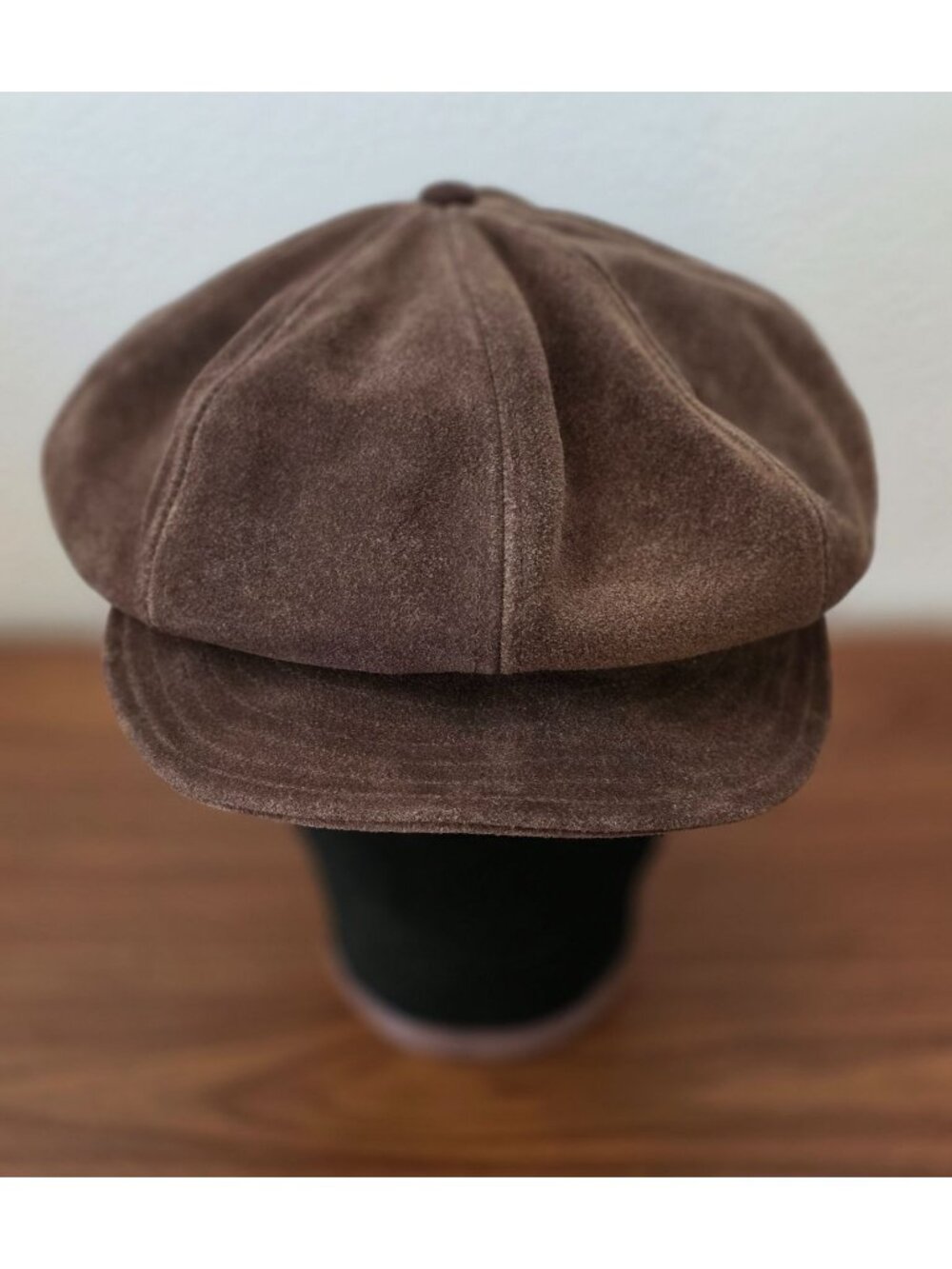 Brixton Brown Suede Leather Newsboy Cap 7 1/4" Medium Classic Vintage Style - Picture 2 of 7